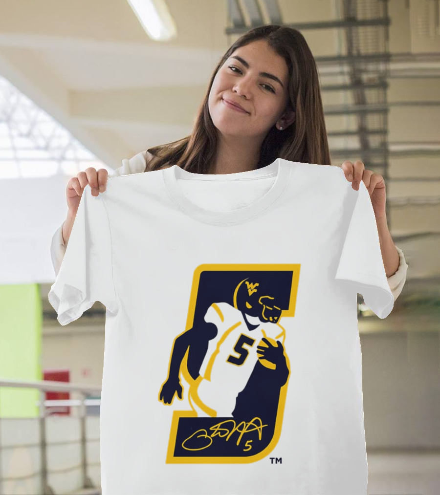 WVU Number 5 Pat White Signature Retirement T-Shirt