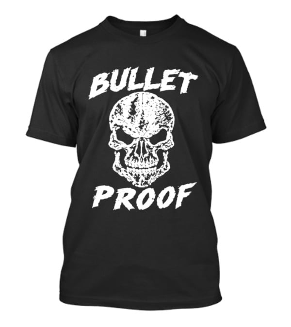 Bullet Proof Distressed Skull Gothic Edgy T-Shirt