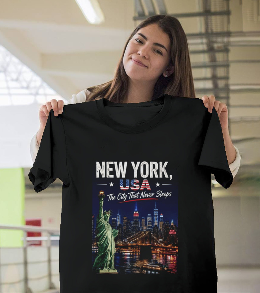 New York USA The City That Never Sleeps Statue Of Liberty Skyline T-Shirt