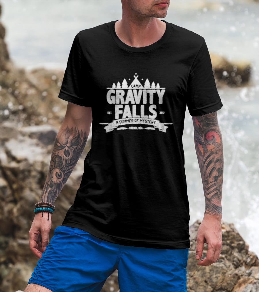 Camp Gravity Falls A Summer Of Mystery Drecon USA Est. 2012 T-Shirt