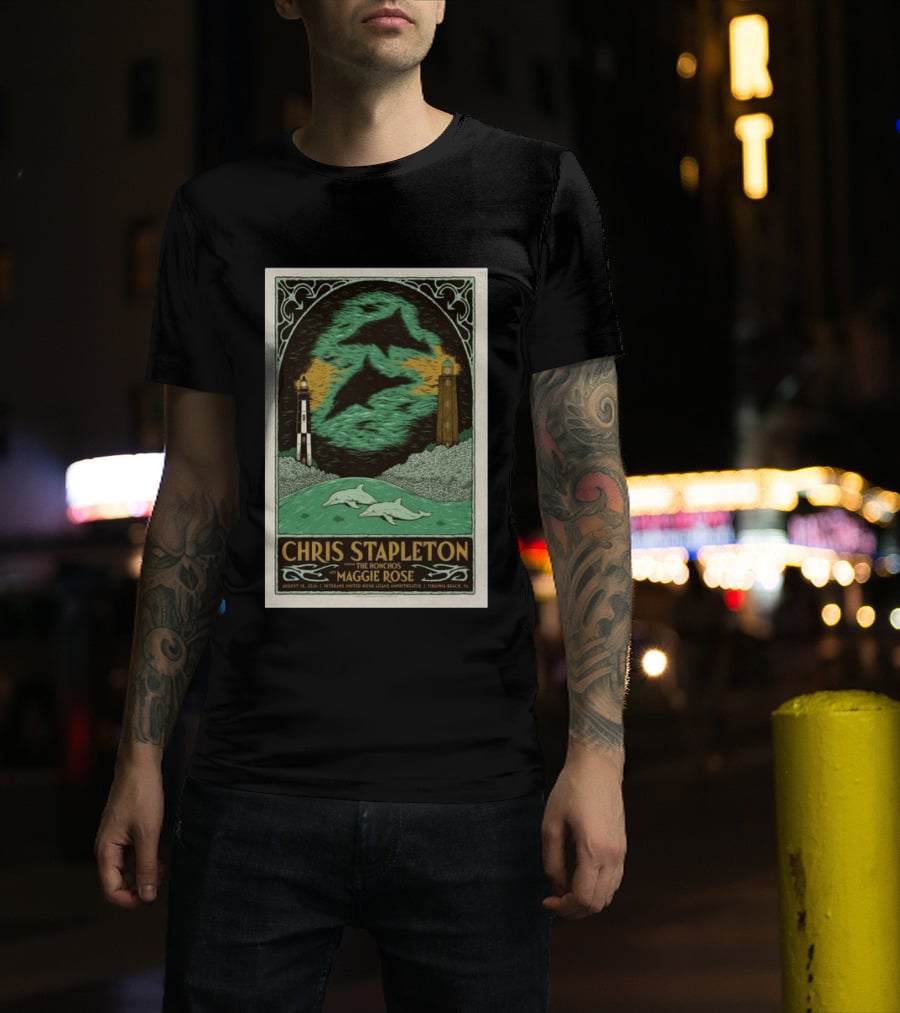 Chris Stapleton The Honchos Maggie Rose August 18 2026 Veterans United Home Loans Amphitheater Virginia Beach Dolphins Lighthouse T-Shirt