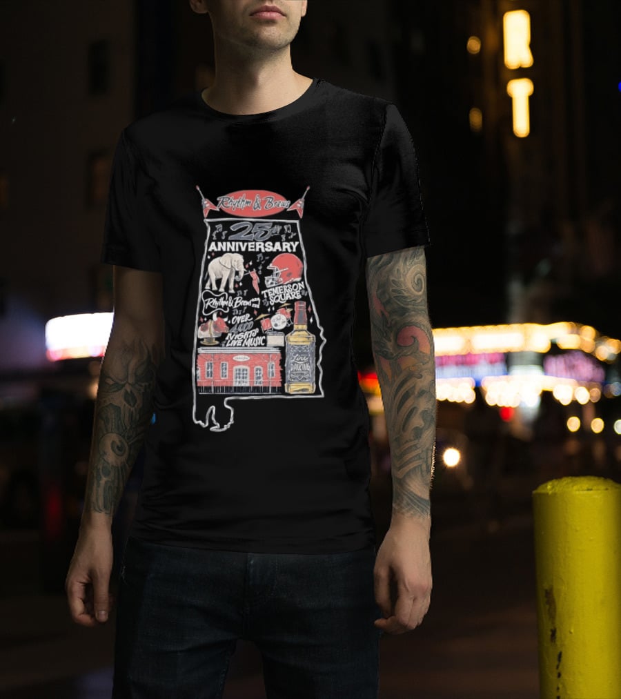 Rhythm & Brews 25th Anniversary Temerson Square Live Music Celebration Over 1000 Nights T-Shirt