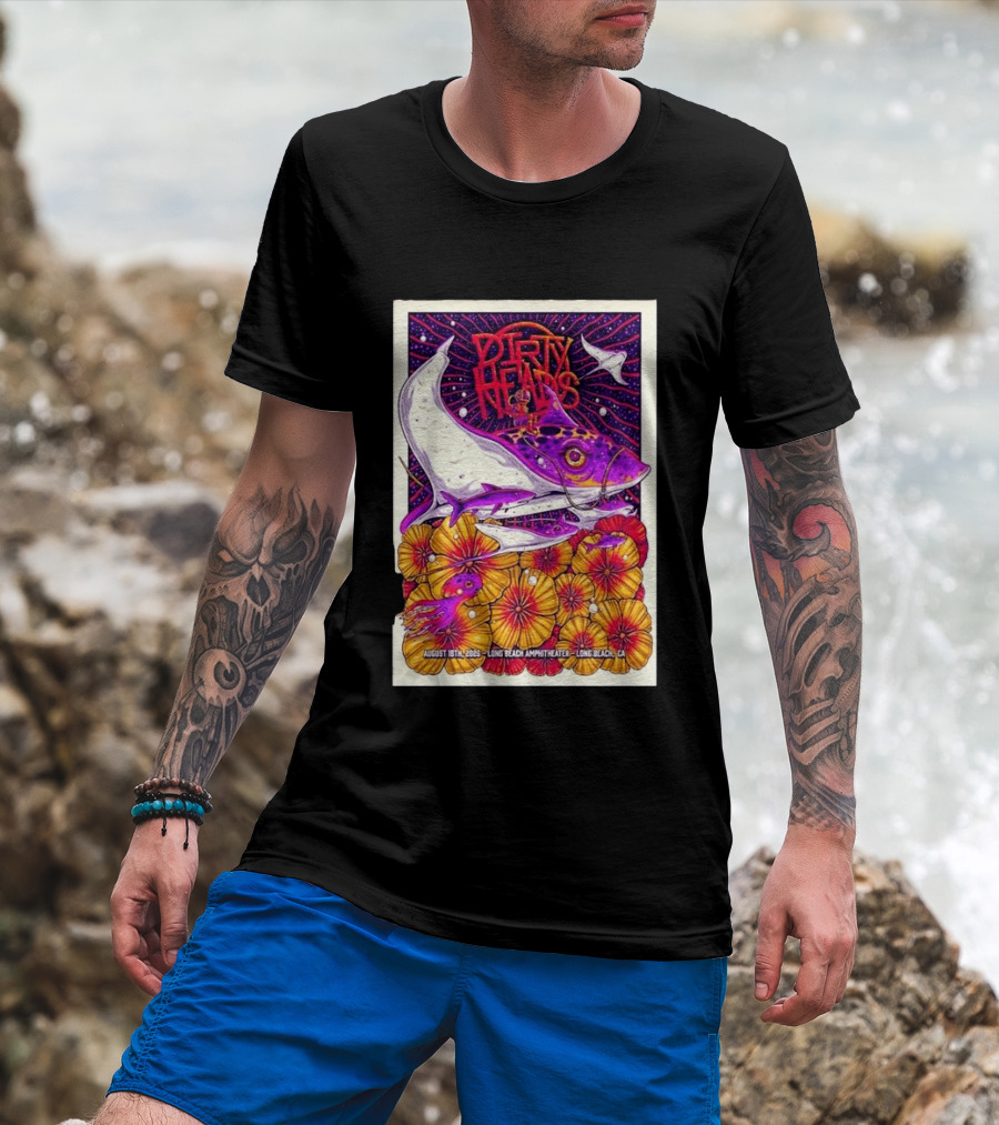 Dirty Heads Long Beach Amphitheater August 18 2026 Vibrant Stingray And Flowers T-Shirt