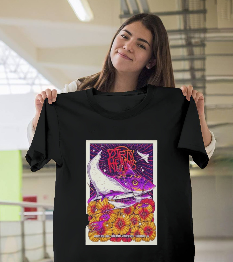 Dirty Heads Long Beach Amphitheater August 18 2026 Vibrant Stingray And Flowers T-Shirt