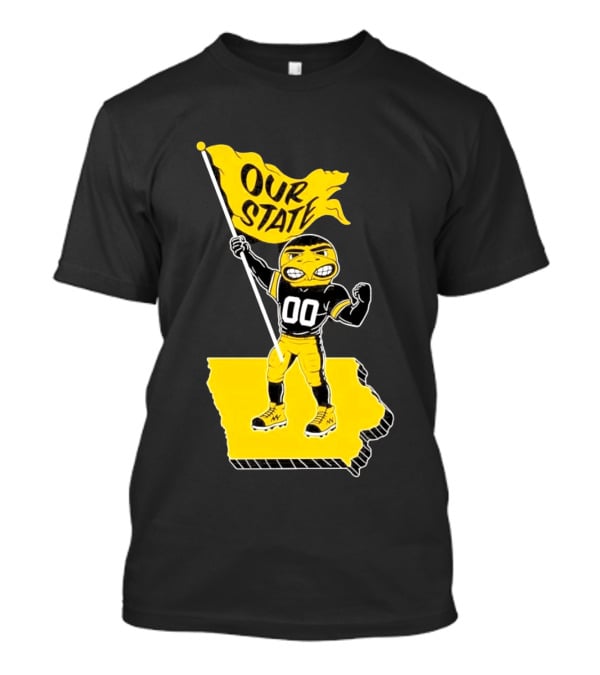 Herky The Hawk Flag Our State Iowa Map T-Shirt