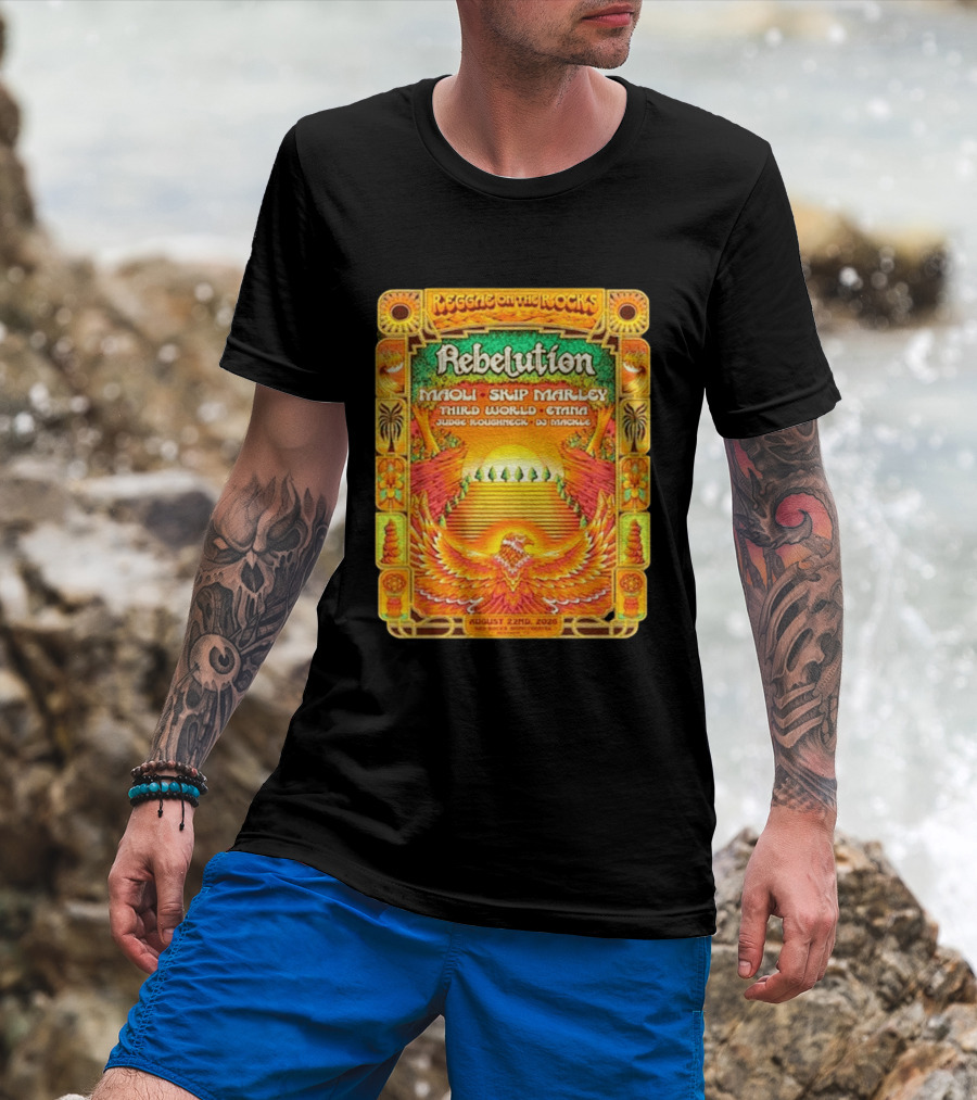Rebelution Reggae On The Rocks 2026 Maoli Skip Marley Third World Etana August 22nd T-Shirt