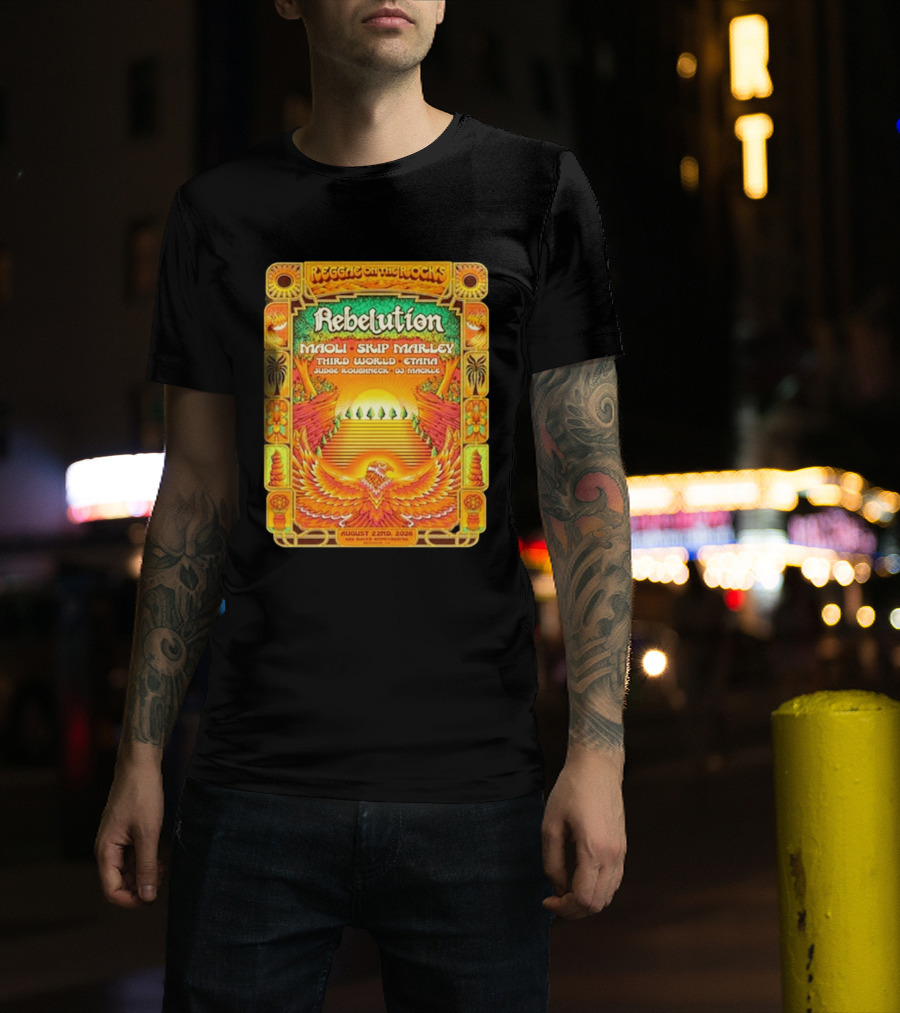 Rebelution Reggae On The Rocks 2026 Maoli Skip Marley Third World Etana August 22nd T-Shirt