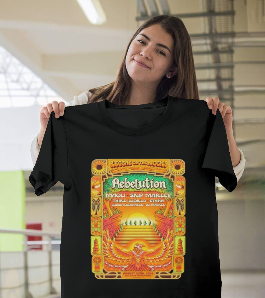 Rebelution Reggae On The Rocks 2026 Maoli Skip Marley Third World Etana August 22nd T-Shirt