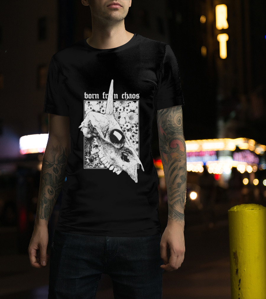 Born From Chaos Animal Skull Floral Gothic Aesthetic T-Shirt