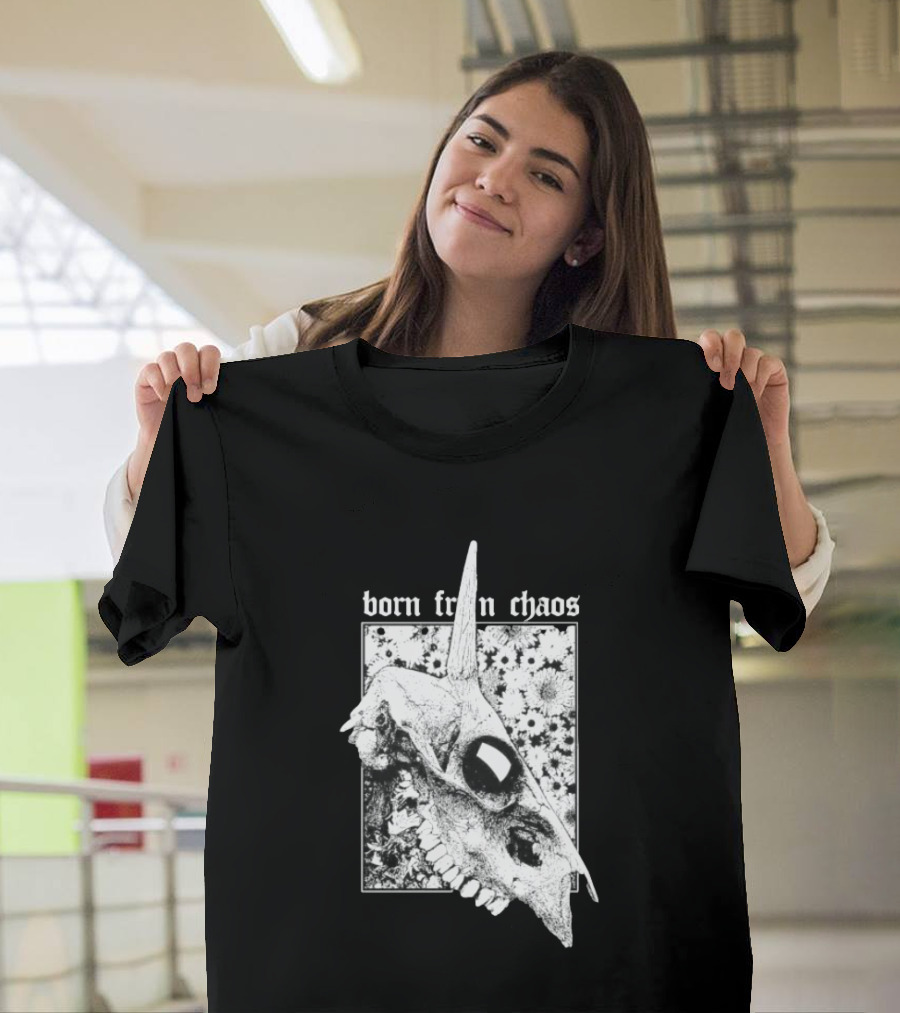 Born From Chaos Animal Skull Floral Gothic Aesthetic T-Shirt
