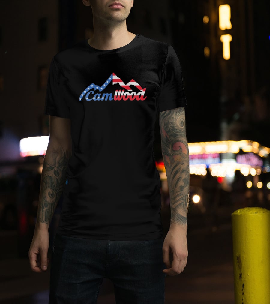 CamWood American Flag Mountain Baseball Training USA Stars And Stripes T-Shirt