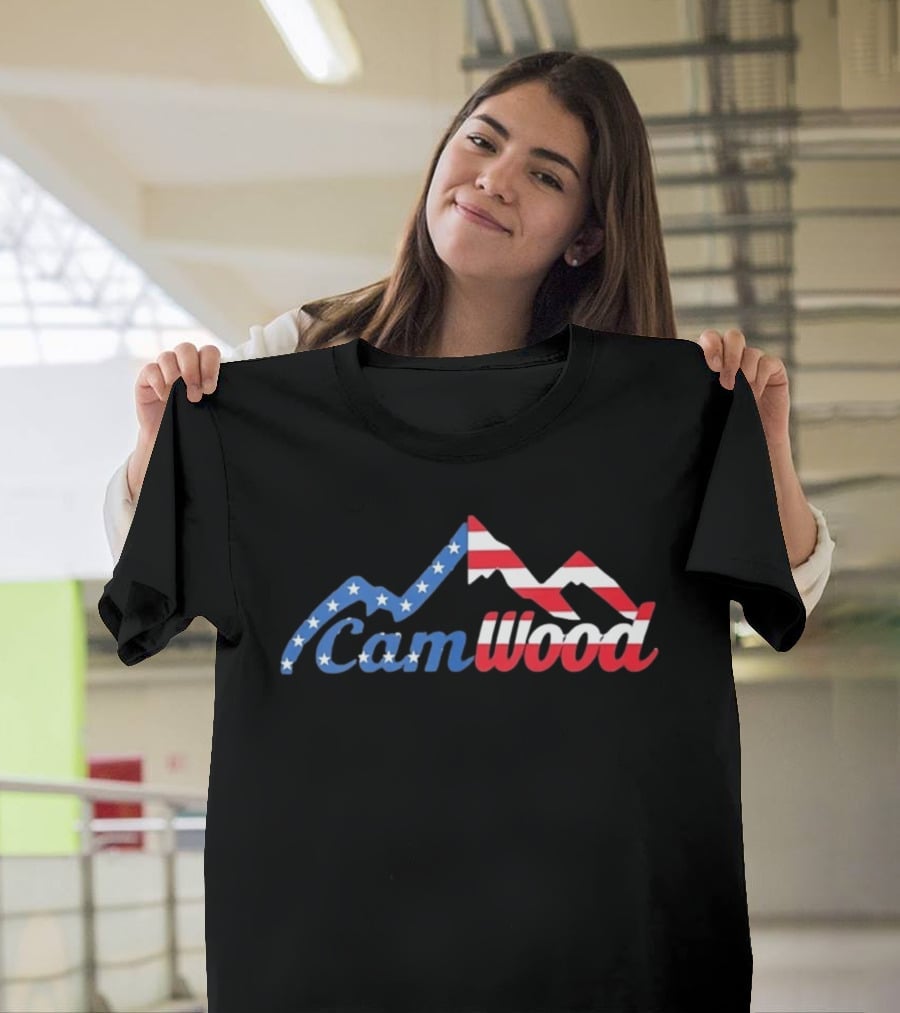 CamWood American Flag Mountain Baseball Training USA Stars And Stripes T-Shirt