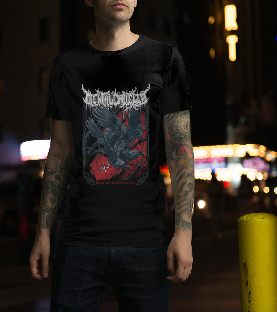 Indiemerchstore Mental Cruelty Raise The Raven Banner Norse Imagery Ravens T-Shirt
