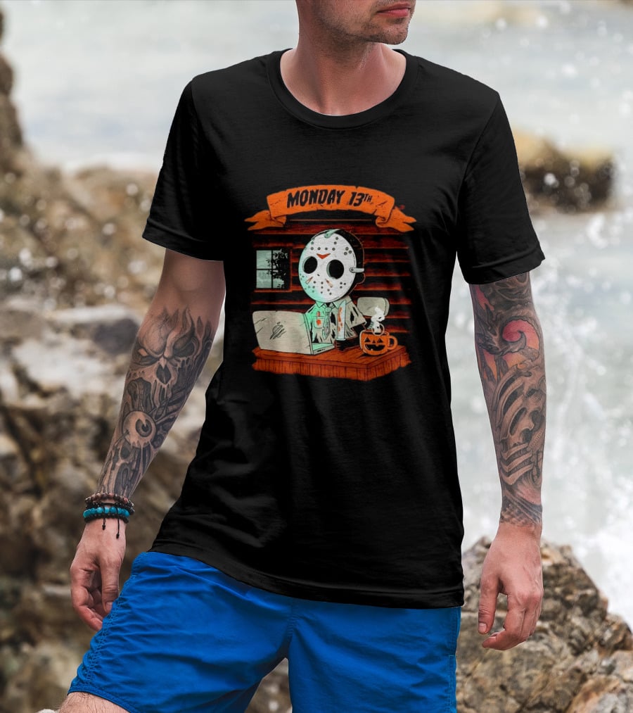 Jason Voorhees Monday 13th Office Work Halloween Horror Movie T-Shirt
