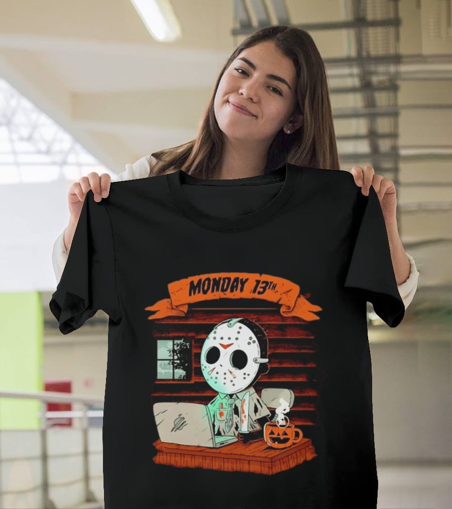 Jason Voorhees Monday 13th Office Work Halloween Horror Movie T-Shirt