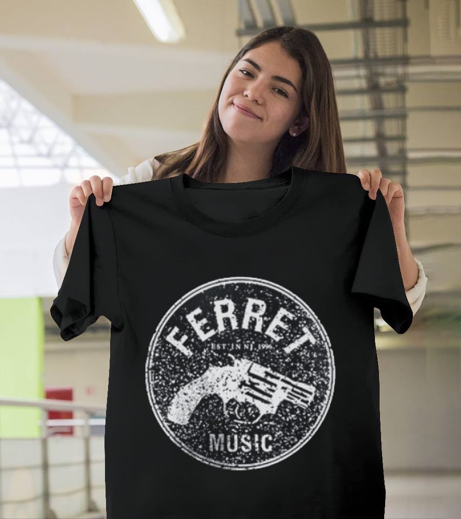 Ferret Music Est NJ 1996 Gun Graphic Circle T-Shirt