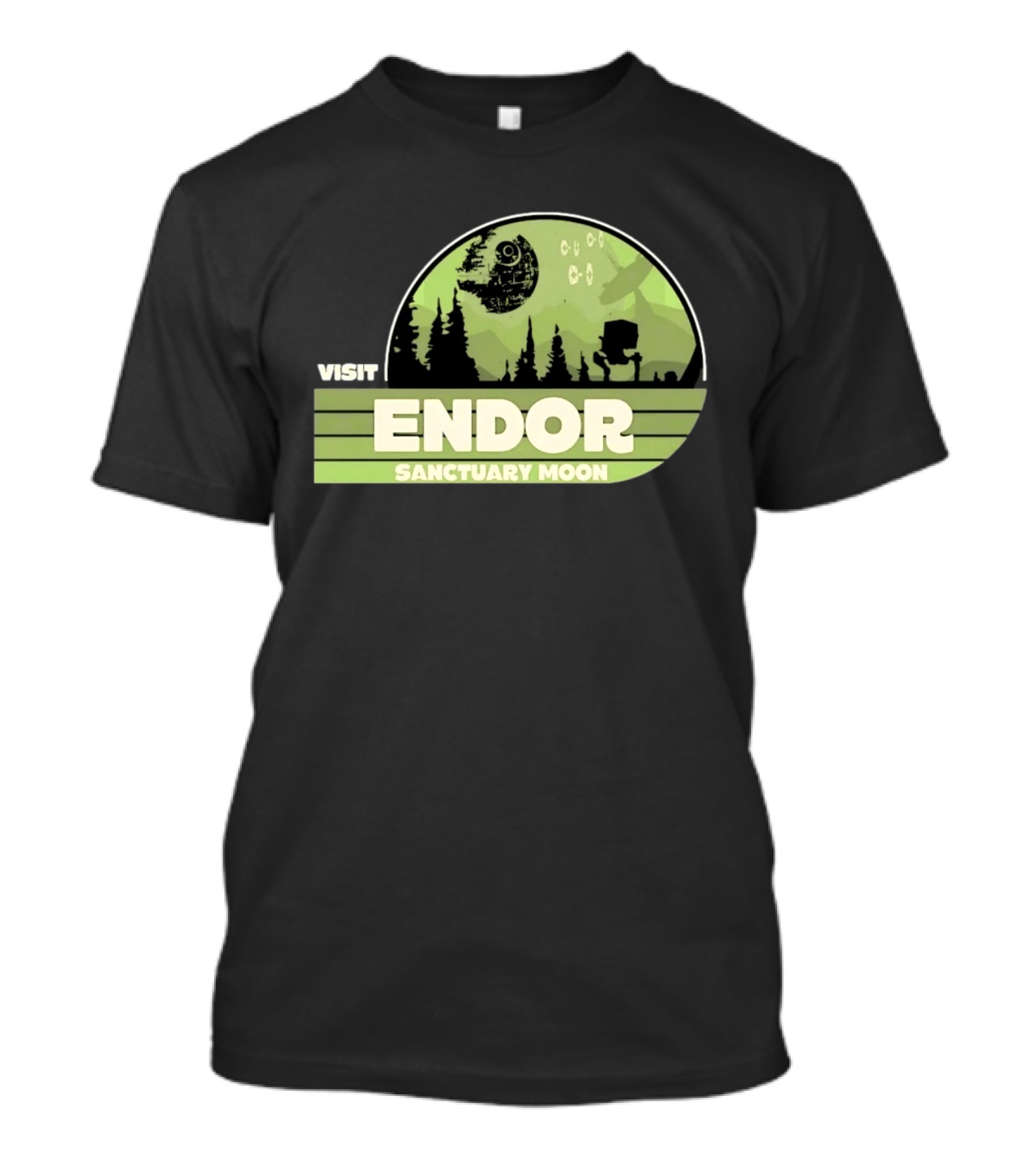 Visit Endor Sanctuary Moon Star Wars Retro Sci Fi Scene T-Shirt