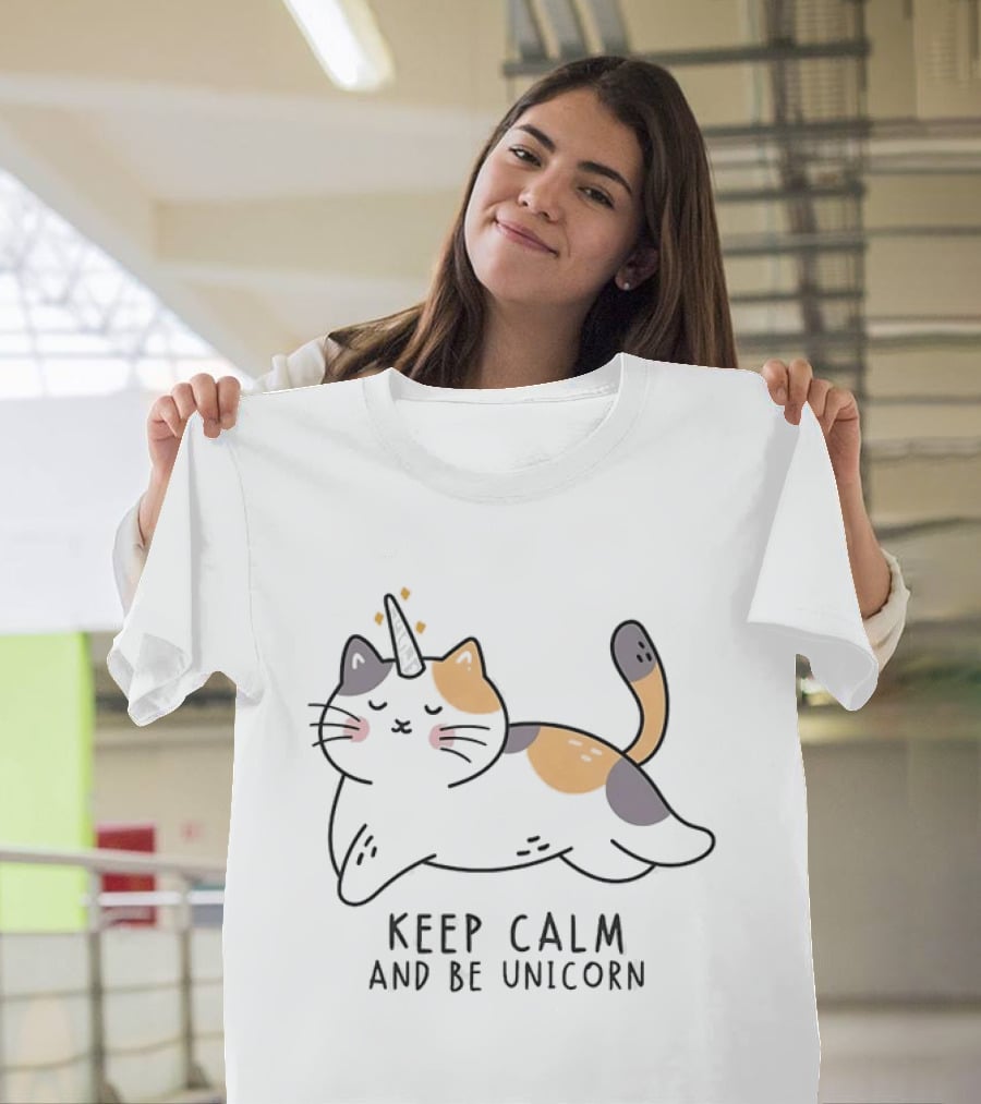 Keep Calm And Be Unicorn Cat Magical Kitten T-Shirt