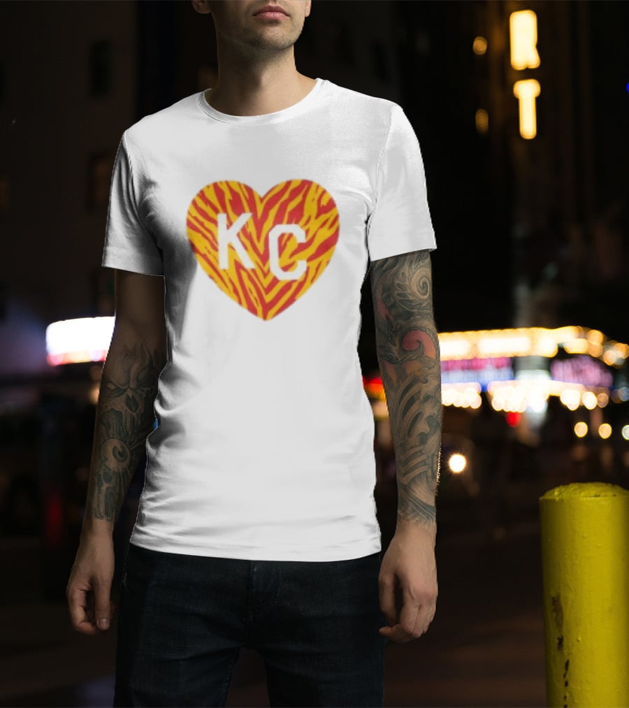 Made In KC Red Yellow Stripes Heart Charlie Hustle T-Shirt
