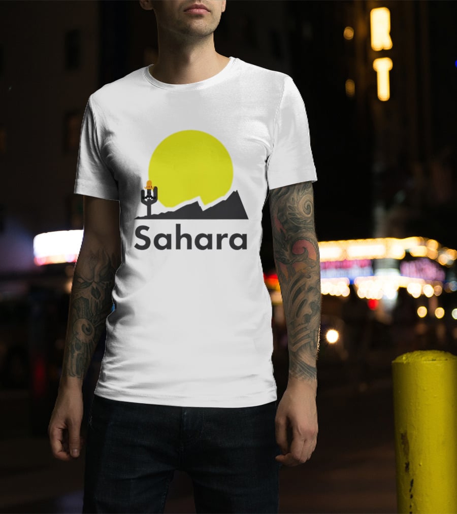 Sahara Desert Cactus Pixel Art With Sombrero Sunset Scene T-Shirt
