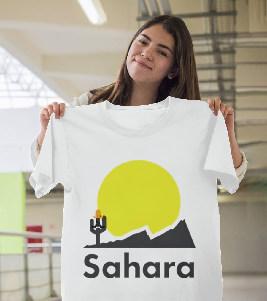 Sahara Desert Cactus Pixel Art With Sombrero Sunset Scene T-Shirt