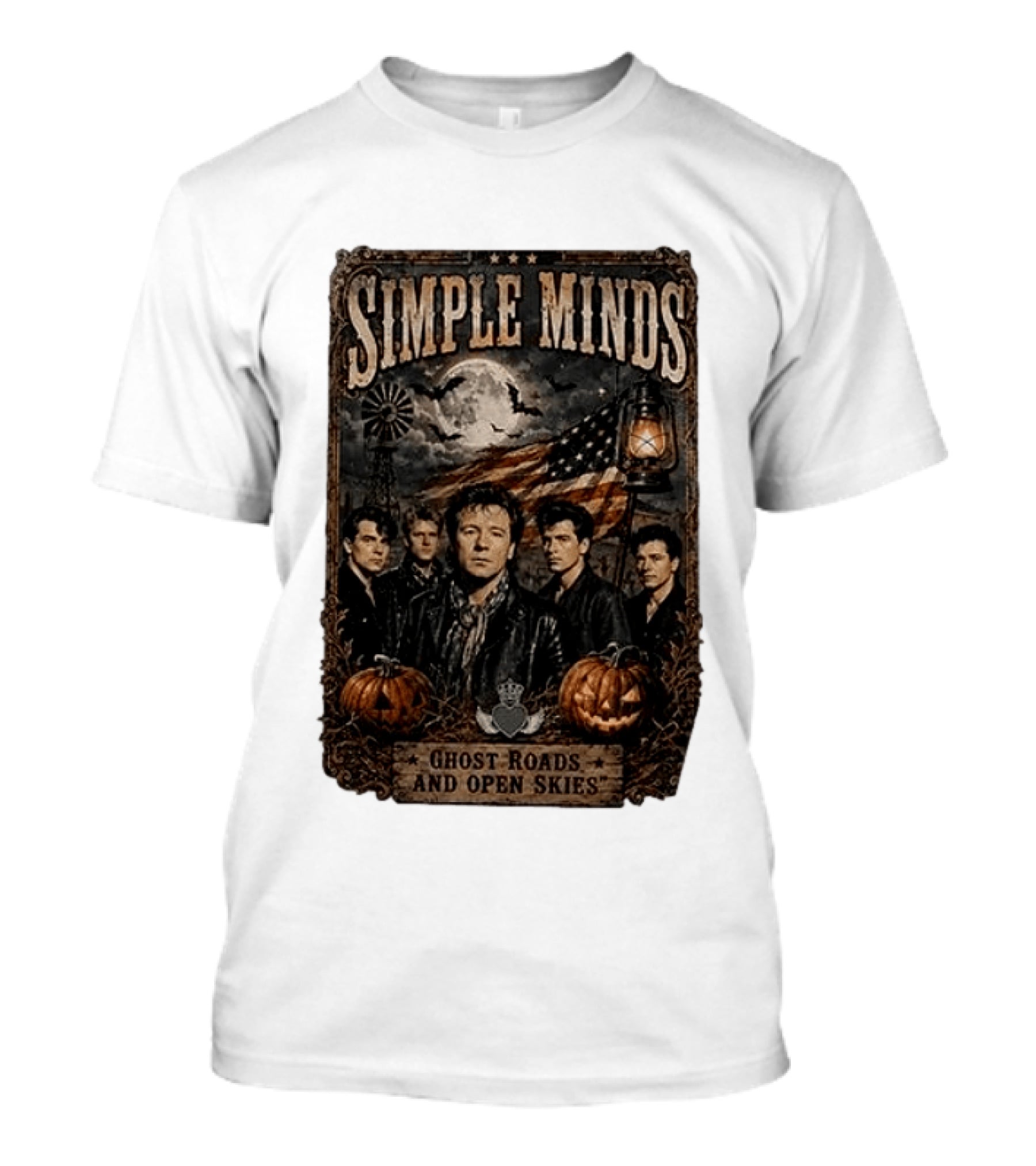 Simple Minds Band Ghost Roads And Open Skies Vintage American Flag T-Shirt