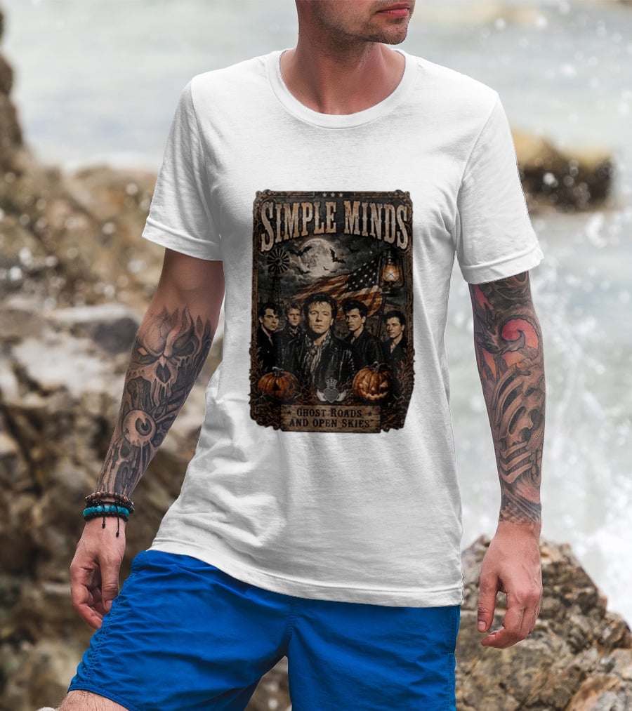 Simple Minds Band Ghost Roads And Open Skies Vintage American Flag T-Shirt