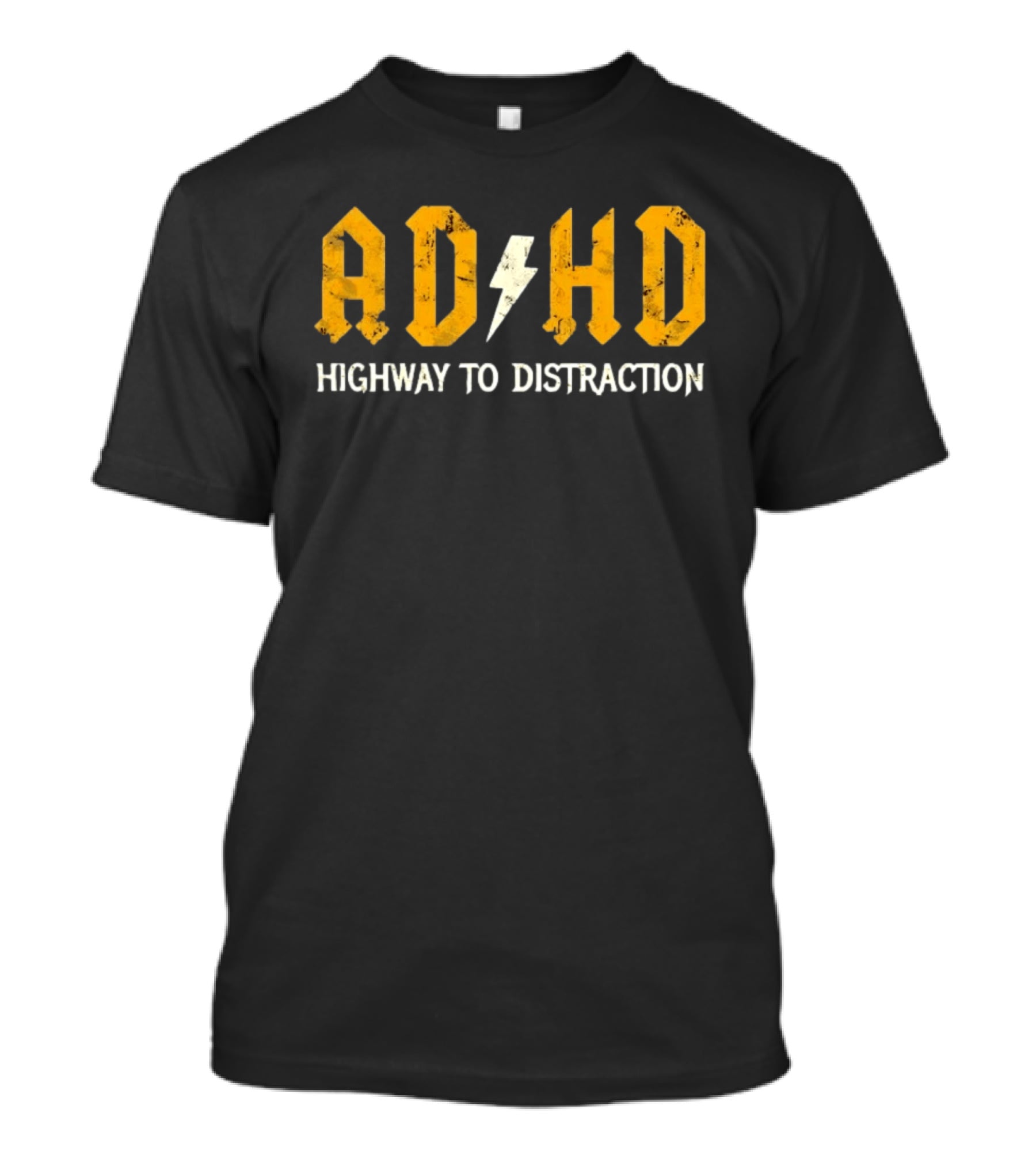 AD HD Highway To Distraction Distressed Lightning Bolt T-Shirt