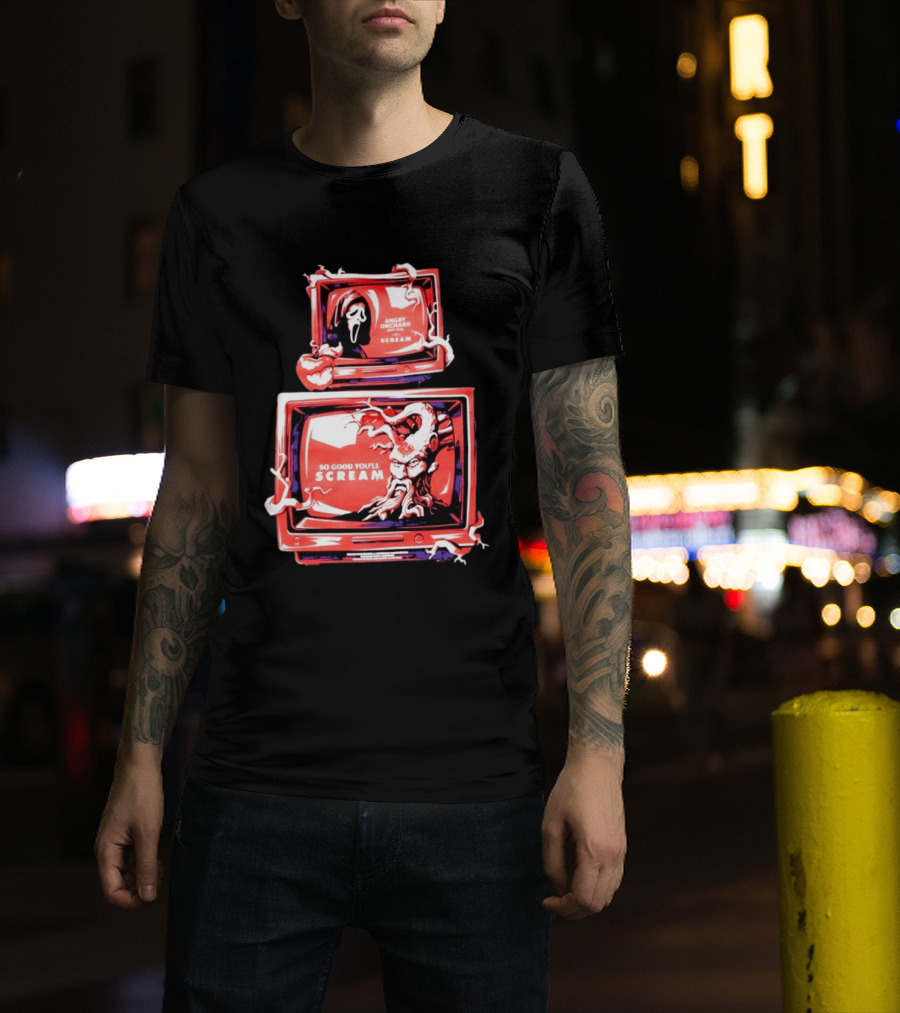 Angry Orchard Hard Cider So Good You'll Scream Retro TV Horror T-Shirt