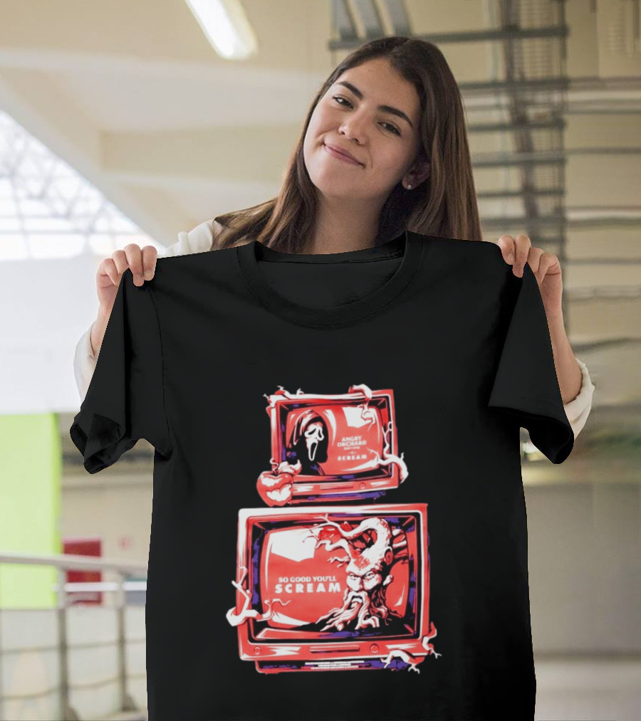 Angry Orchard Hard Cider So Good You'll Scream Retro TV Horror T-Shirt