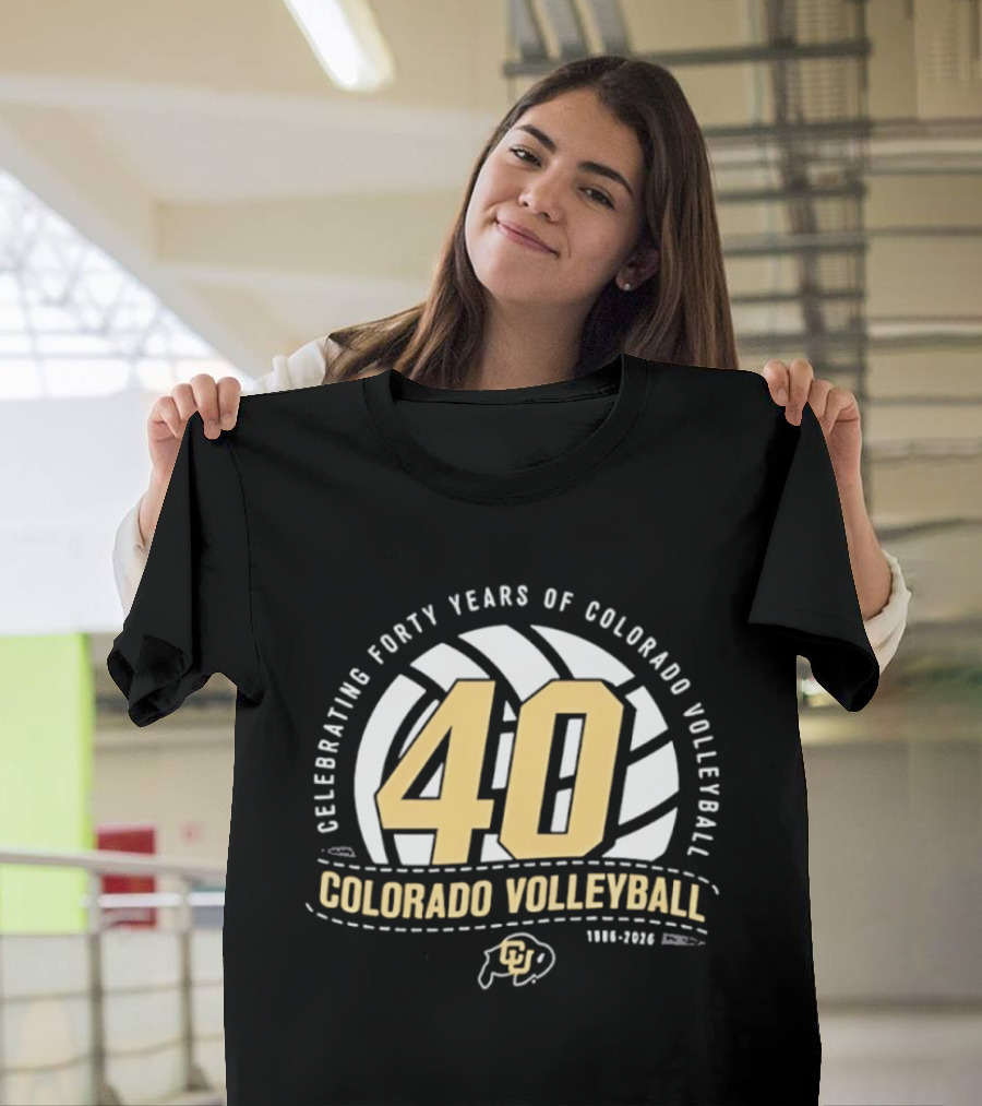 Celebrating Forty Years Of Colorado Volleyball 1986 2026 40th Anniversary Buffs T-Shirt