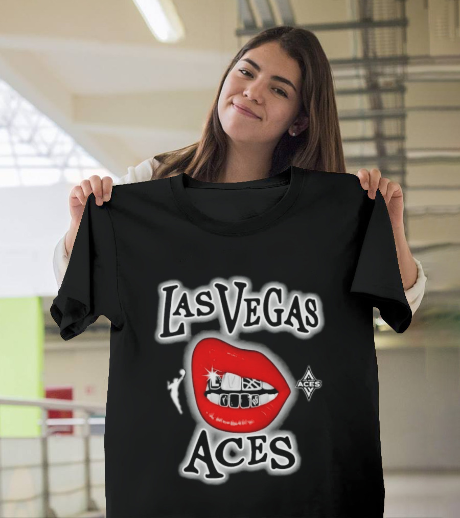 Las Vegas Aces Playa Society Lips WNBA Basketball T-Shirt