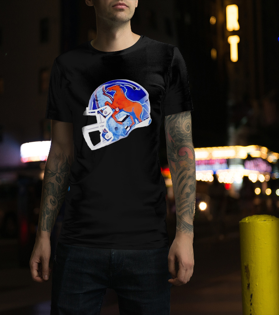 Denver Broncos Horse Helmet Blue And Orange NFL Team Gear T-Shirt