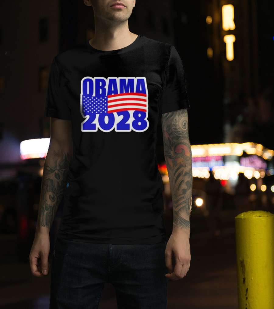 Obama 2028 American Flag Campaign T-Shirt