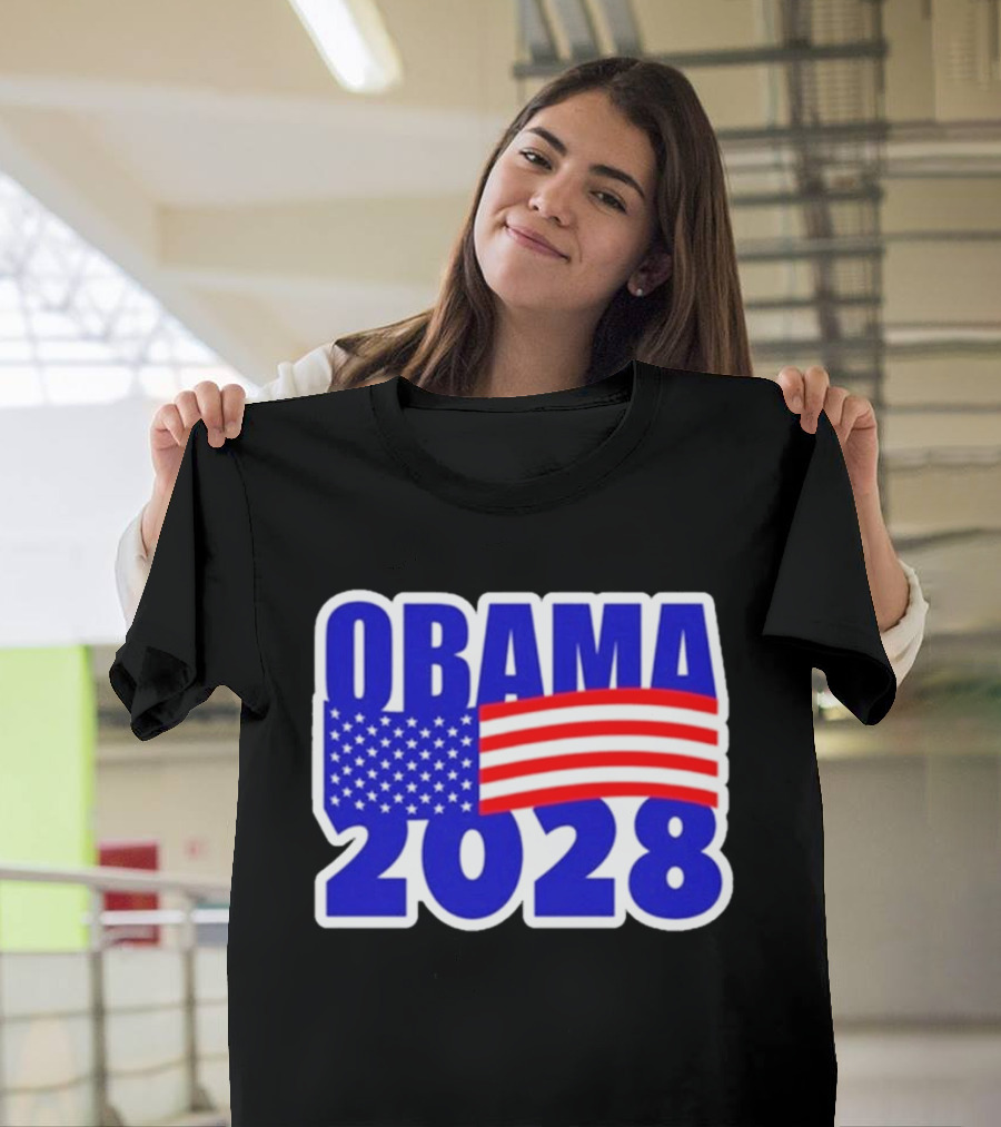 Obama 2028 American Flag Campaign T-Shirt