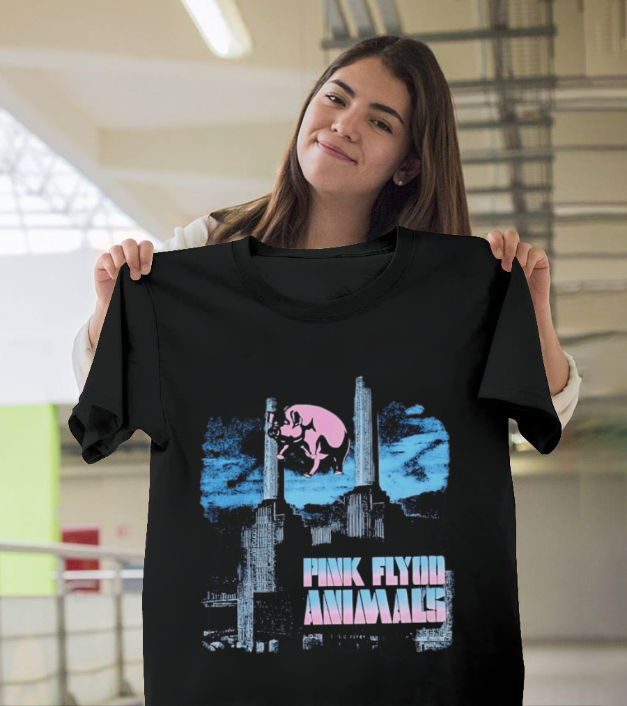 Pink Floyd Animals Album Cover Flying Pig Battersea Power Station T-Shirt