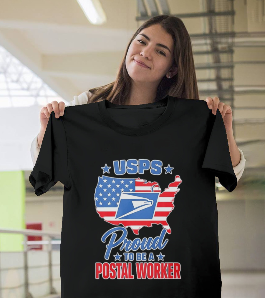 USPS Proud Postal Worker Mail Carrier USA Map T-Shirt