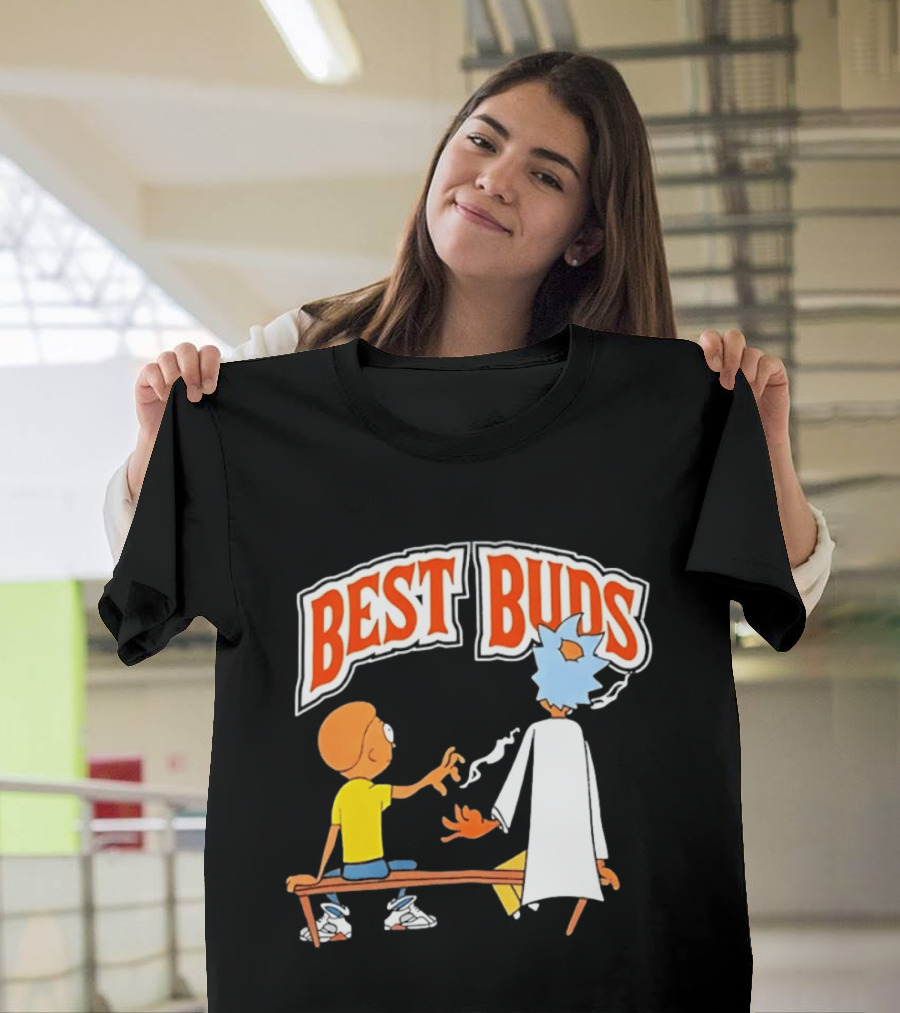 Rick And Morty Best Buds Adult Swim Cartoon Smoking Bench Scene T-Shirt