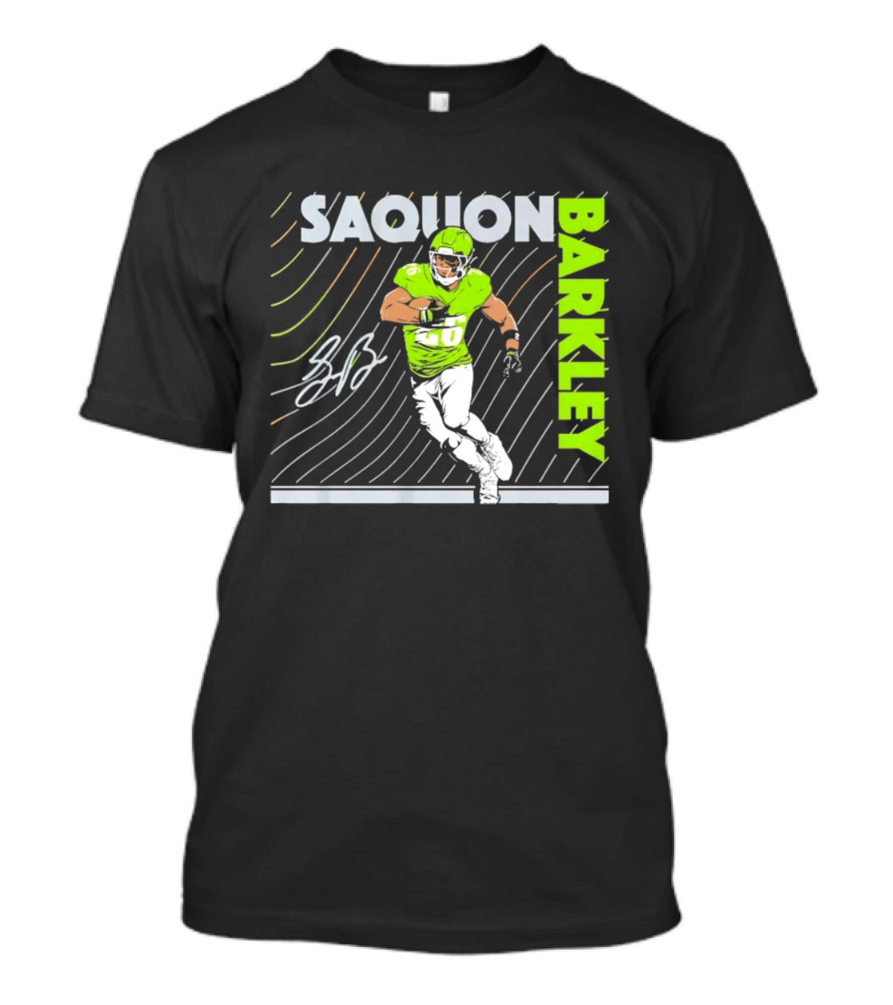 Saquon Barkley 26 Running Back Neon Green Philadelphia Eagles T-Shirt