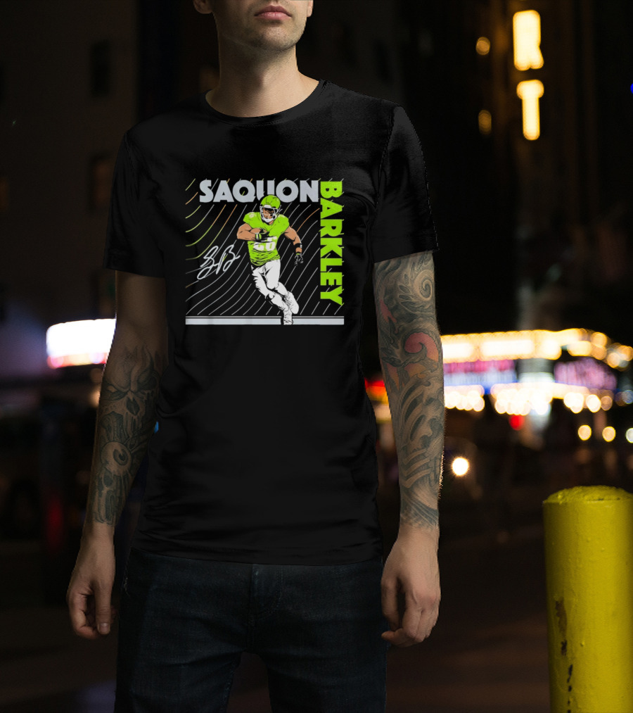 Saquon Barkley 26 Running Back Neon Green Philadelphia Eagles T-Shirt