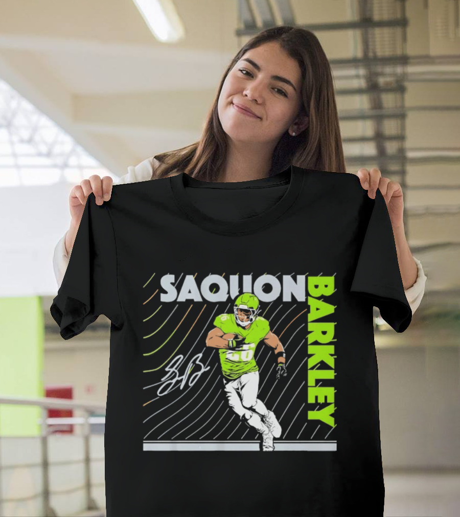 Saquon Barkley 26 Running Back Neon Green Philadelphia Eagles T-Shirt