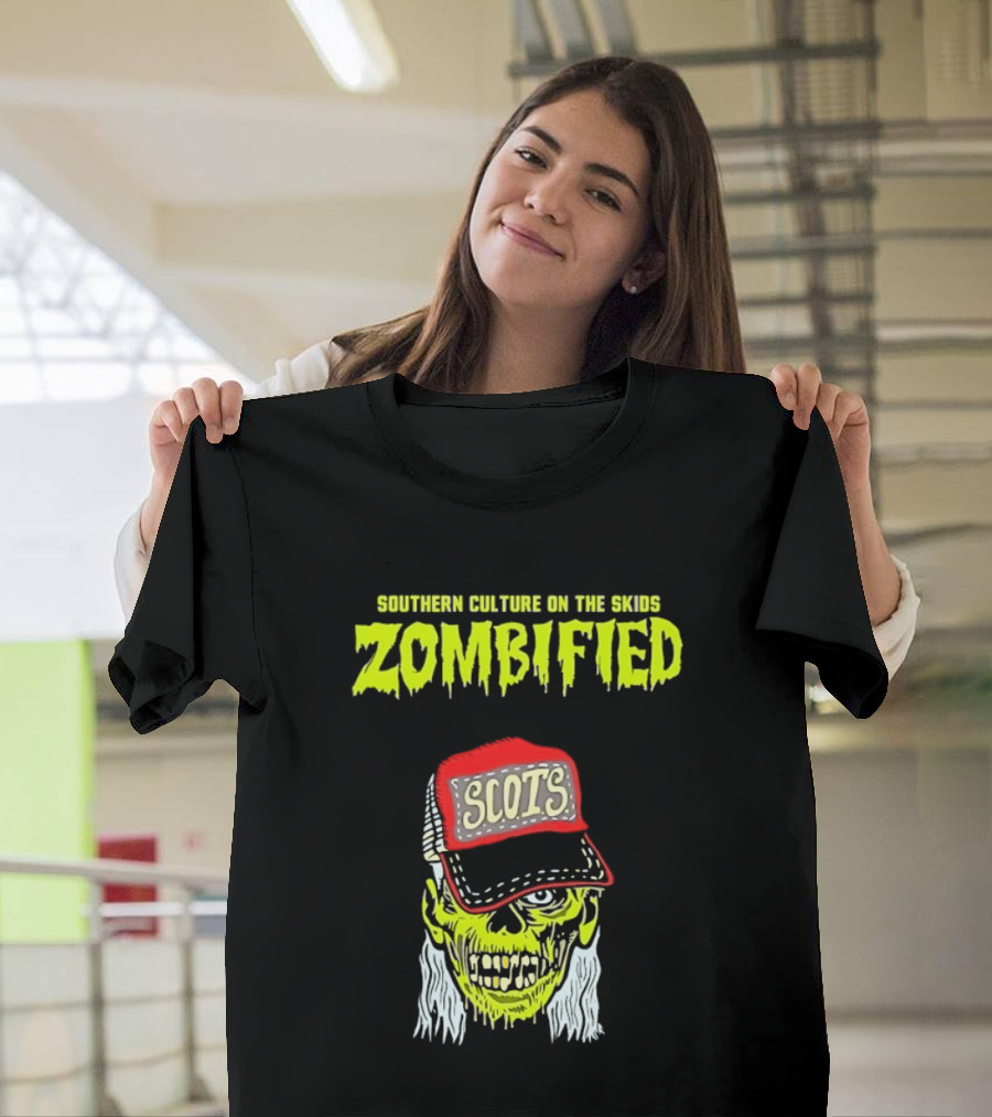 Southern Culture On The Skids Zombified Scots Skeleton With Red Cap T-Shirt