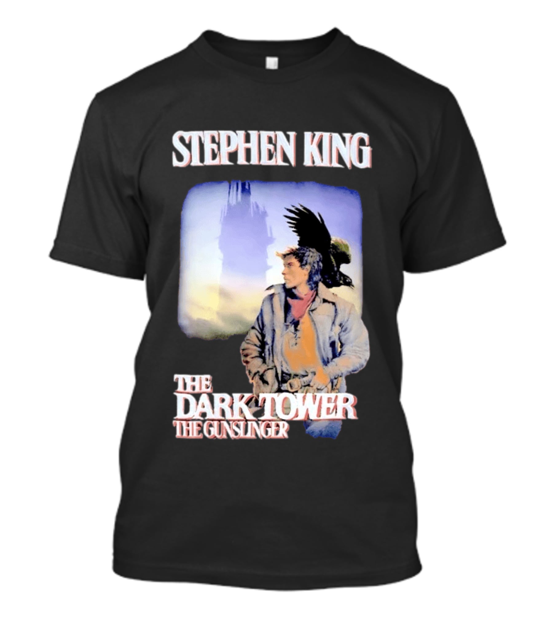 Stephen King The Dark Tower The Gunslinger Artwork With Gunslinger And Raven T-Shirt