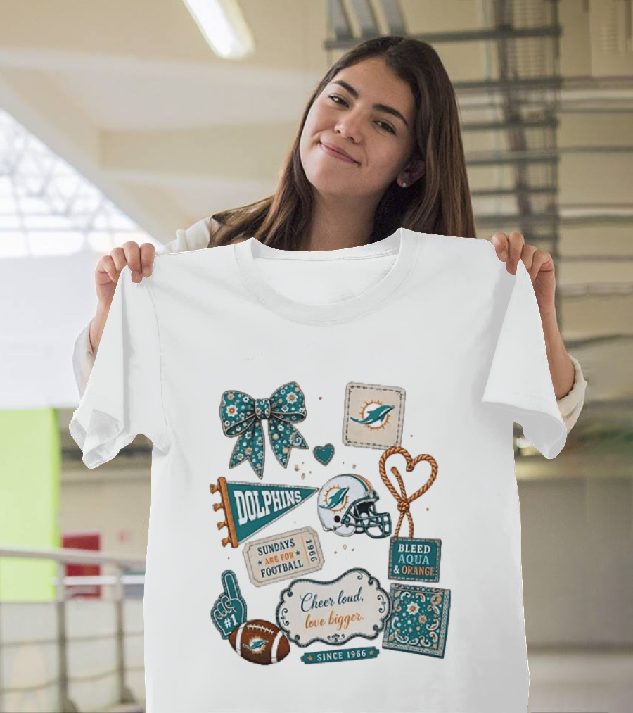 Miami Dolphins Cheer Loud Bleed Aqua Sundays Since 1966 T-Shirt