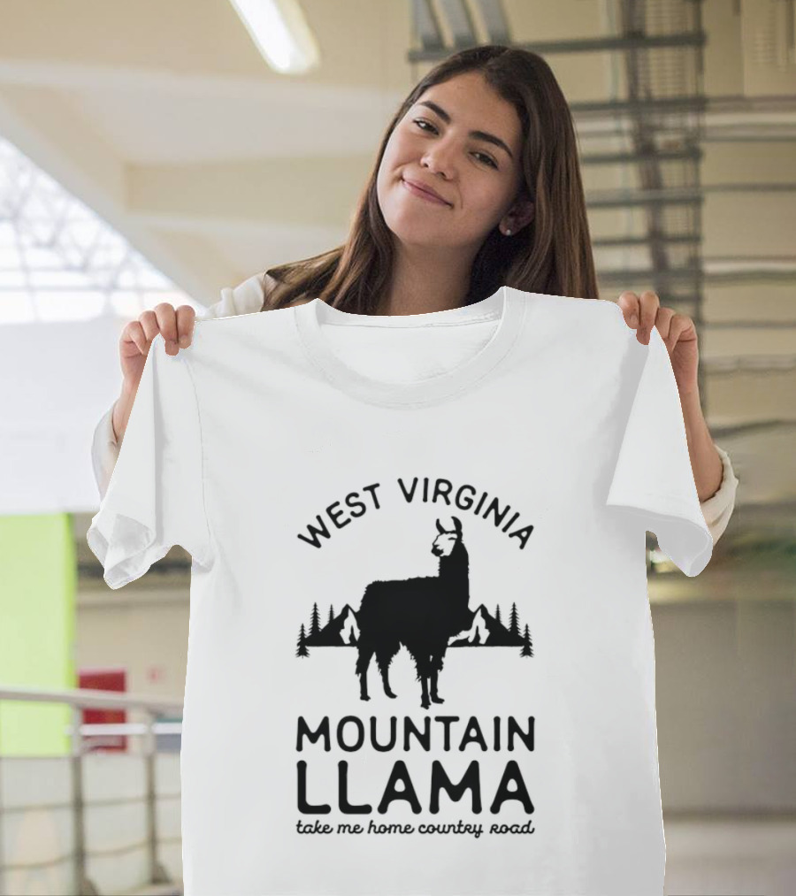 West Virginia Mountain Llama Take Me Home Country Road T-Shirt