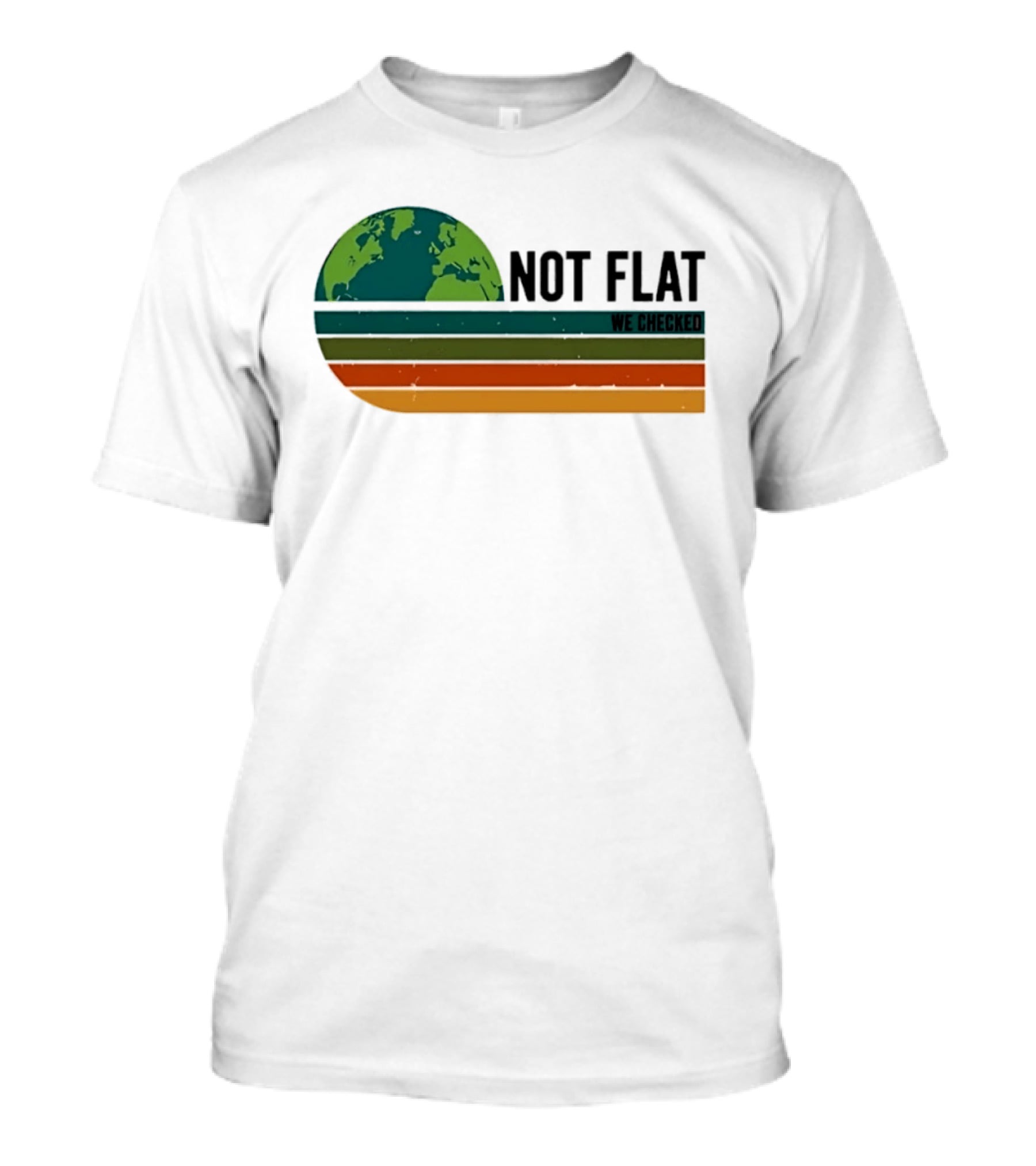 Not Flat We Checked Earth Globe Retro Stripes T-Shirt
