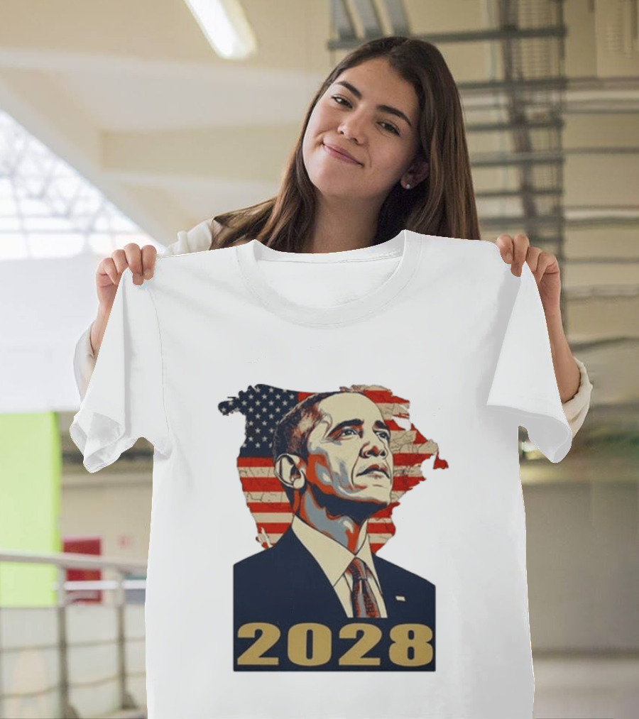 Obama 2028 With American Flag T-Shirt