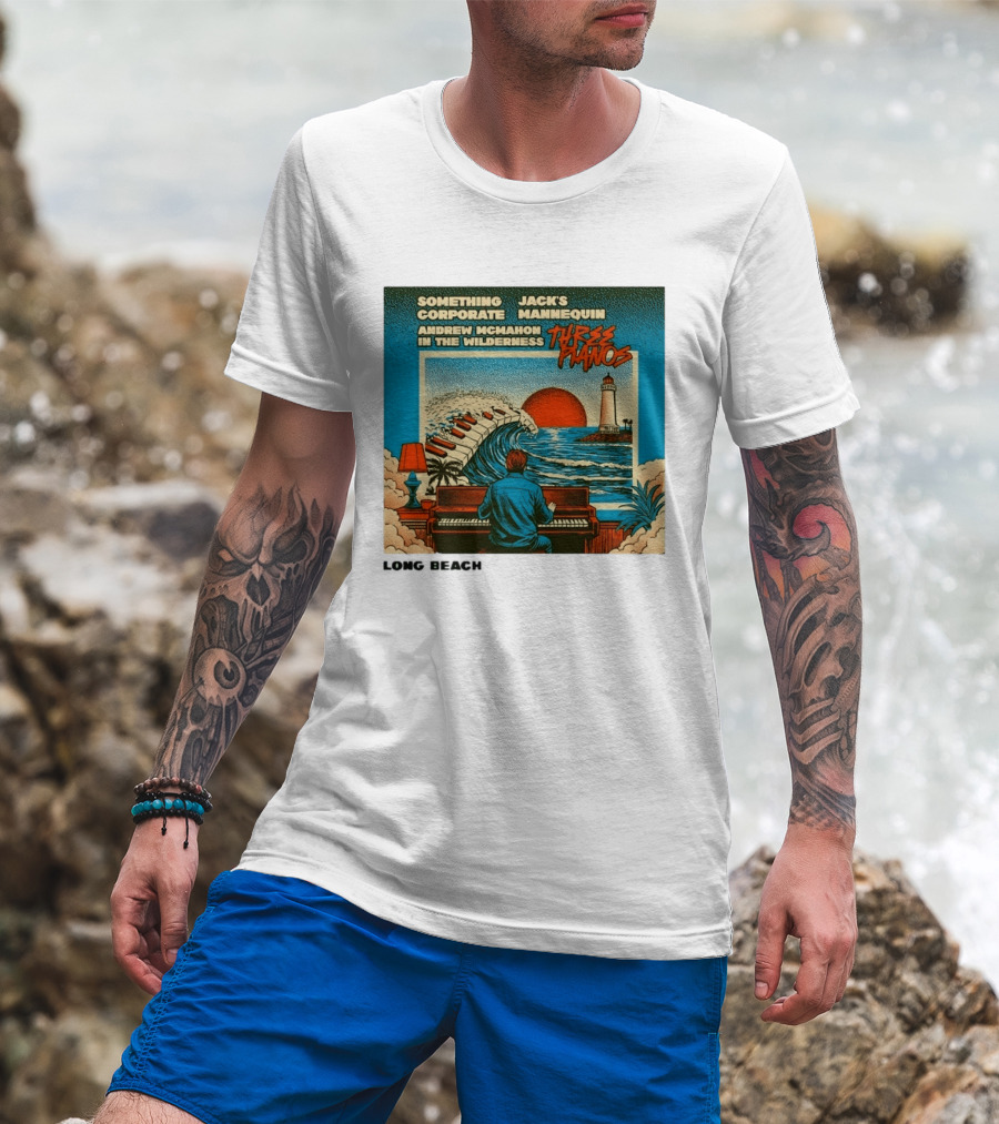 Andrew McMahon Three Pianos Long Beach Concert T-Shirt