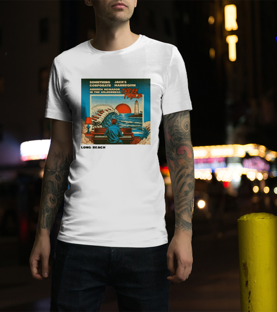Andrew McMahon Three Pianos Long Beach Concert T-Shirt