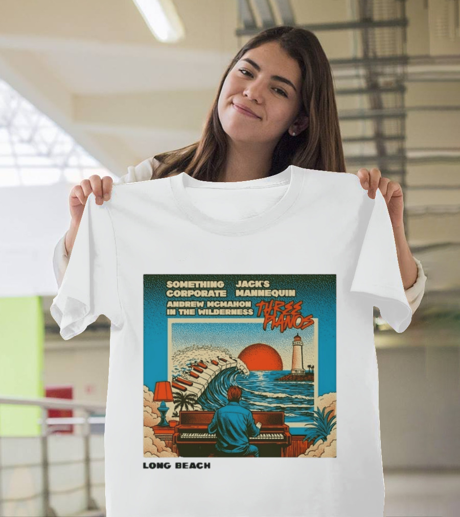Andrew McMahon Three Pianos Long Beach Concert T-Shirt